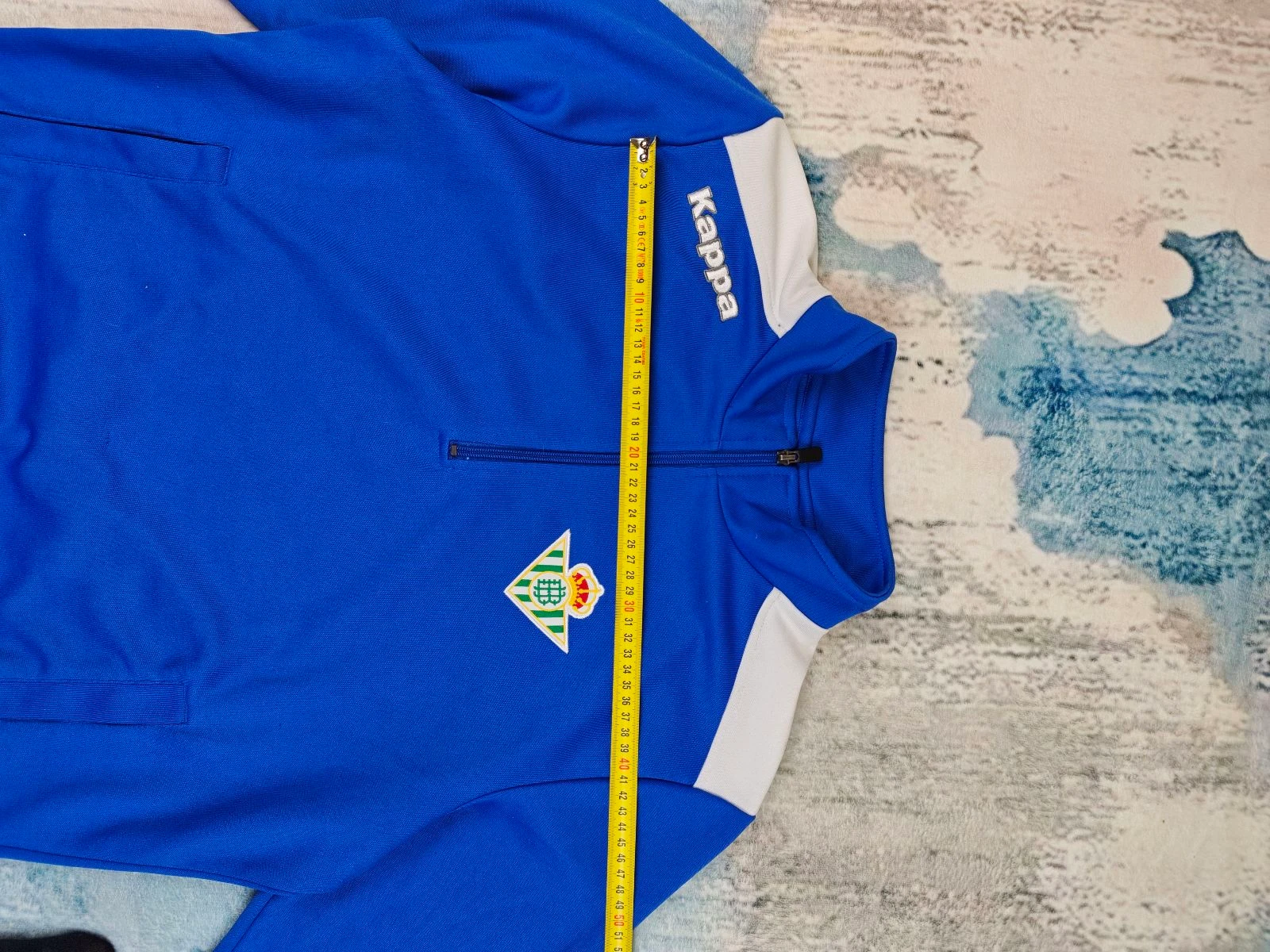 Jaqueta de treino Kappa Real Betis Football azul branco com zíper quarto tamanho G – photo 12